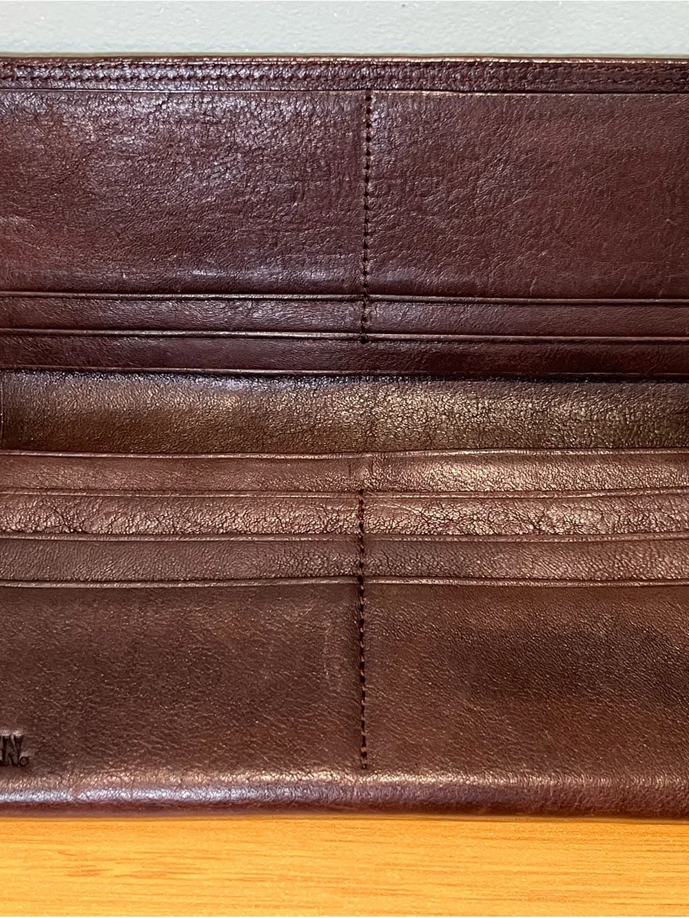 Men's Leather Long Wallet - Dark Brown
